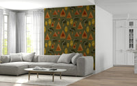 A calming abstract design wallpaper mural that defines a space.

