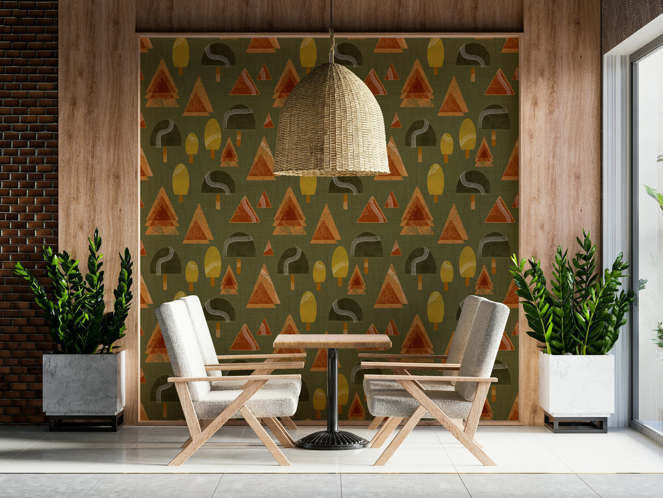 A classic mid-century wallpaper for walls.

