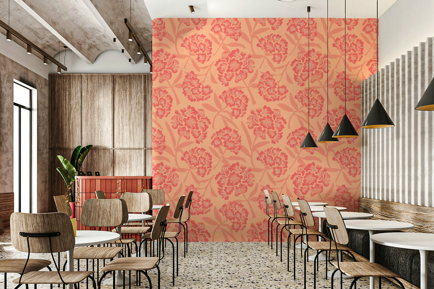 Rhododendrons retro floral wallpaper

