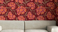 Rhododendrons retro floral wallpaper

