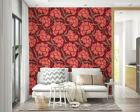 Wine red floral wallpaper

