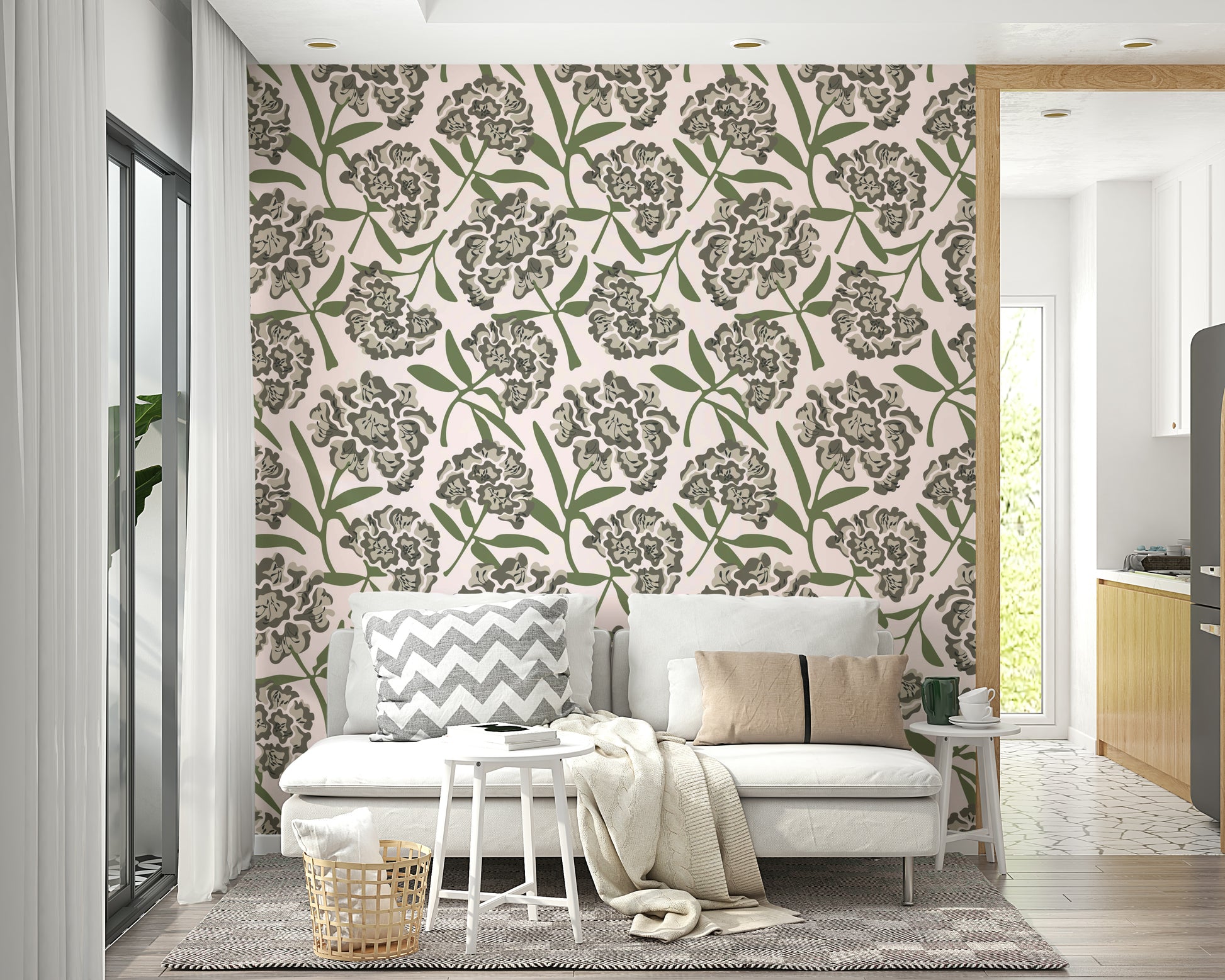 Green and pink flower wallpaper

