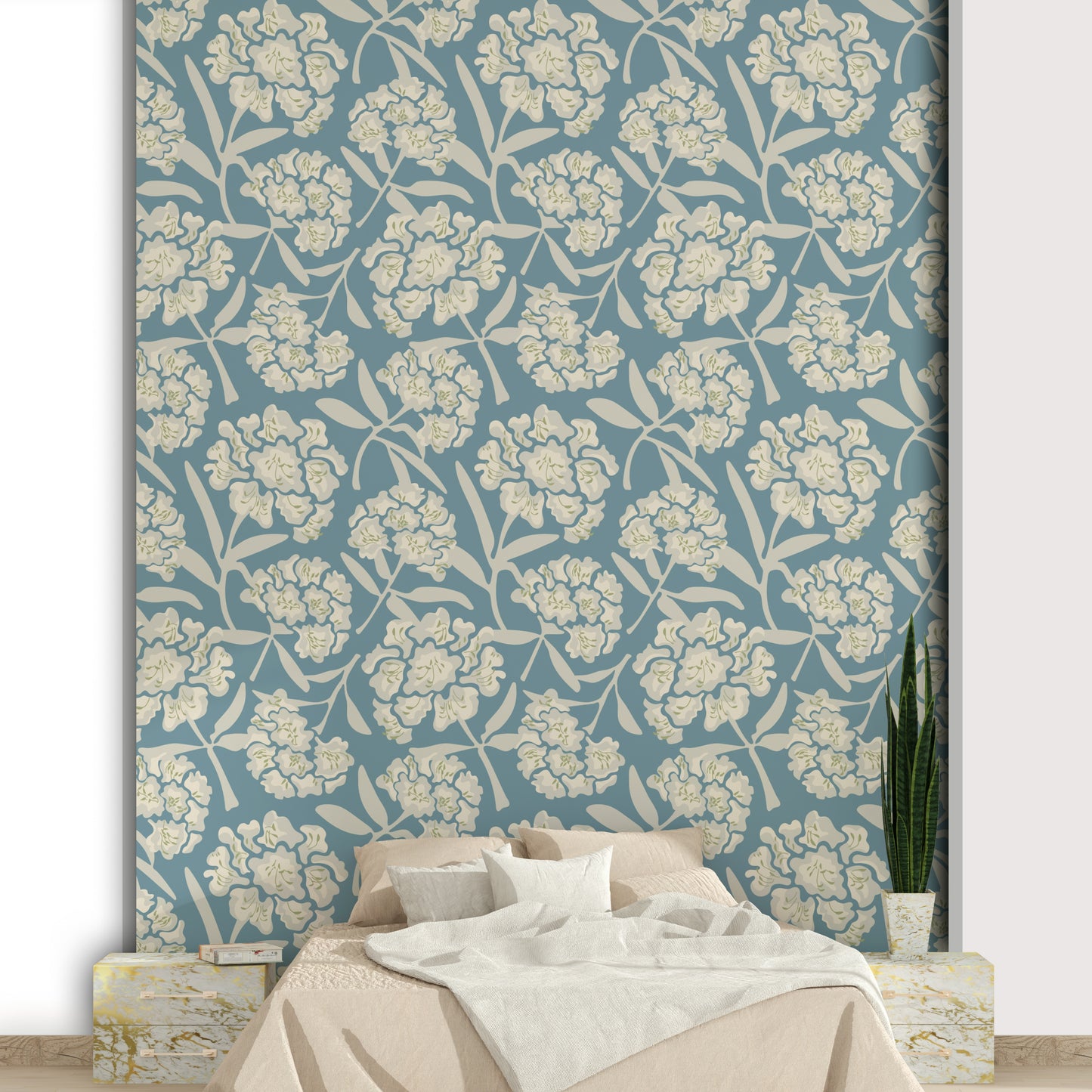 Pastel blue flower wallpaper

