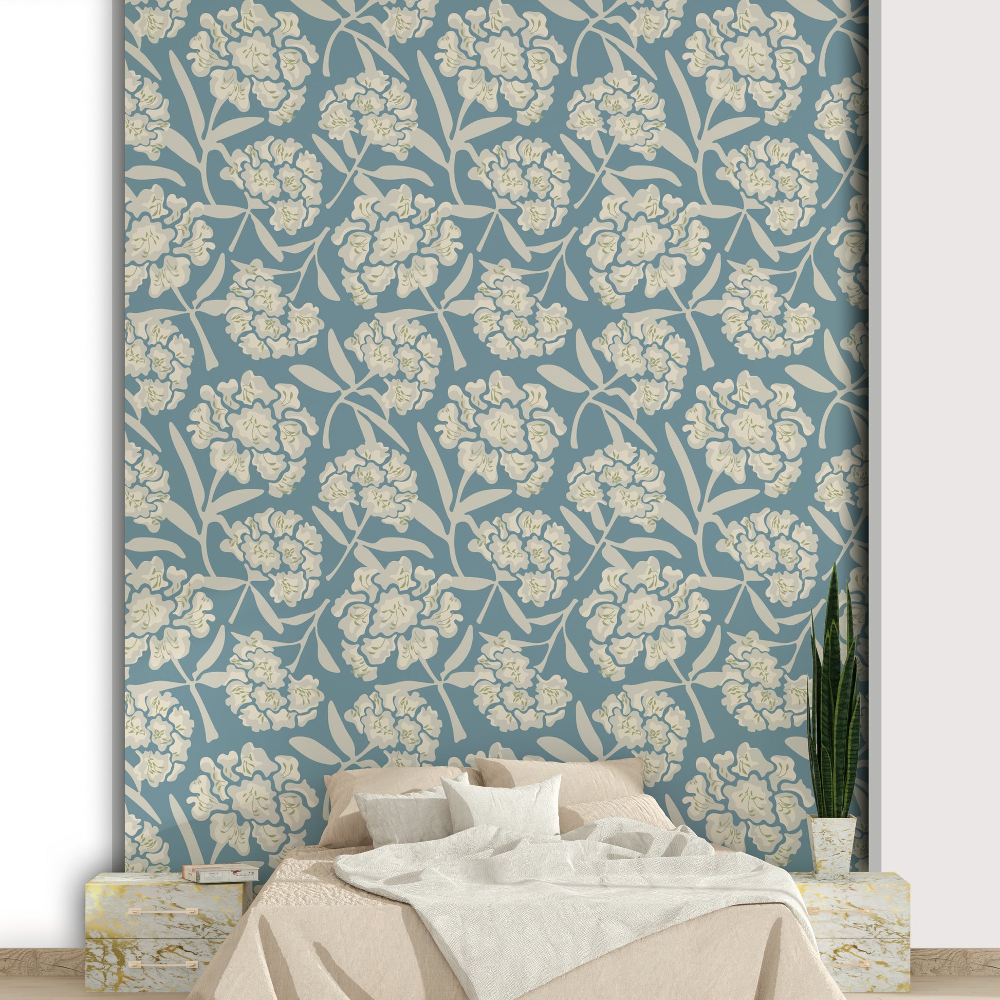 Pastel blue flower wallpaper

