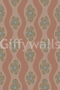 Cozy retro flower wallpaper in mocha mousse colorway

