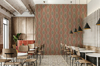 Retro floral wallpaper with soft wavy stripes

