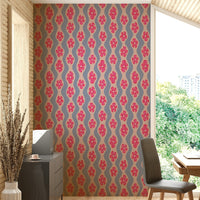 Cottage-style wallpaper with lavender floral pattern

