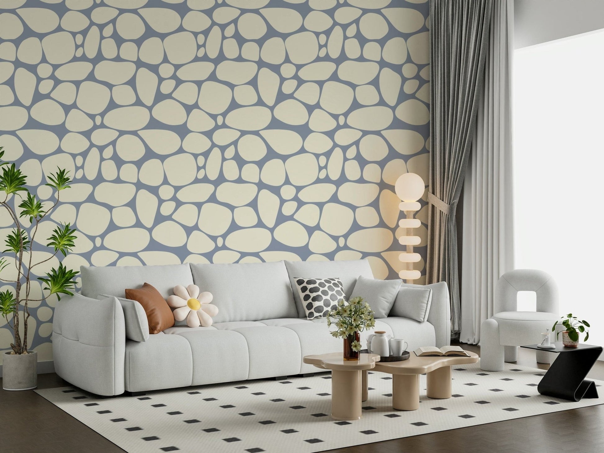 Abstract pebble print wallpaper in neutral