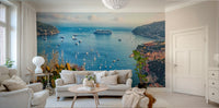 A calming ocean view wallpaper mural that defines a space.

