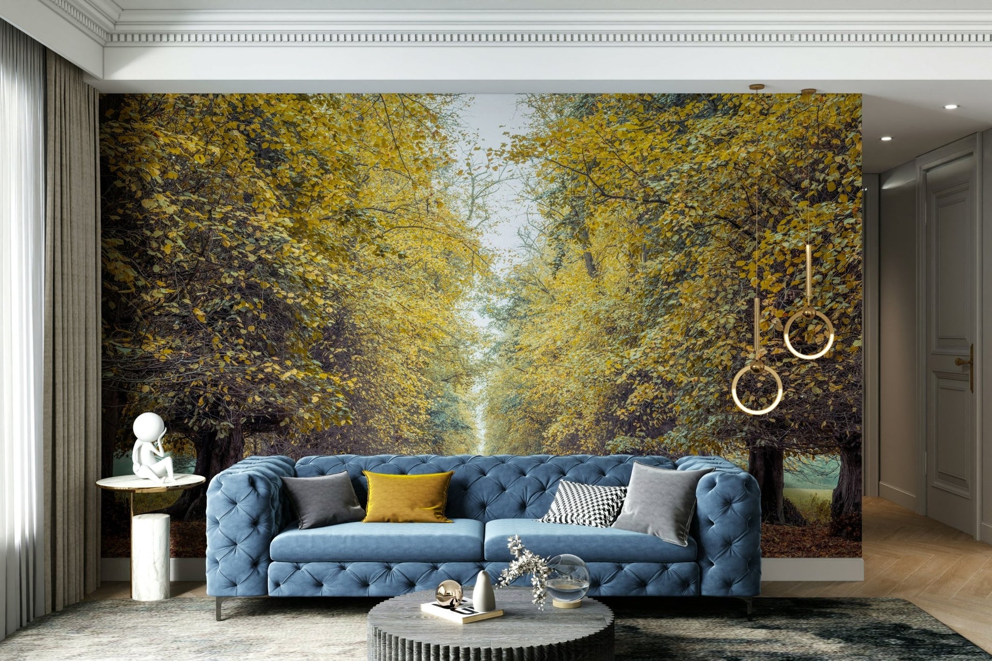 The mural covers a significant wall area, creating an immersive view.
