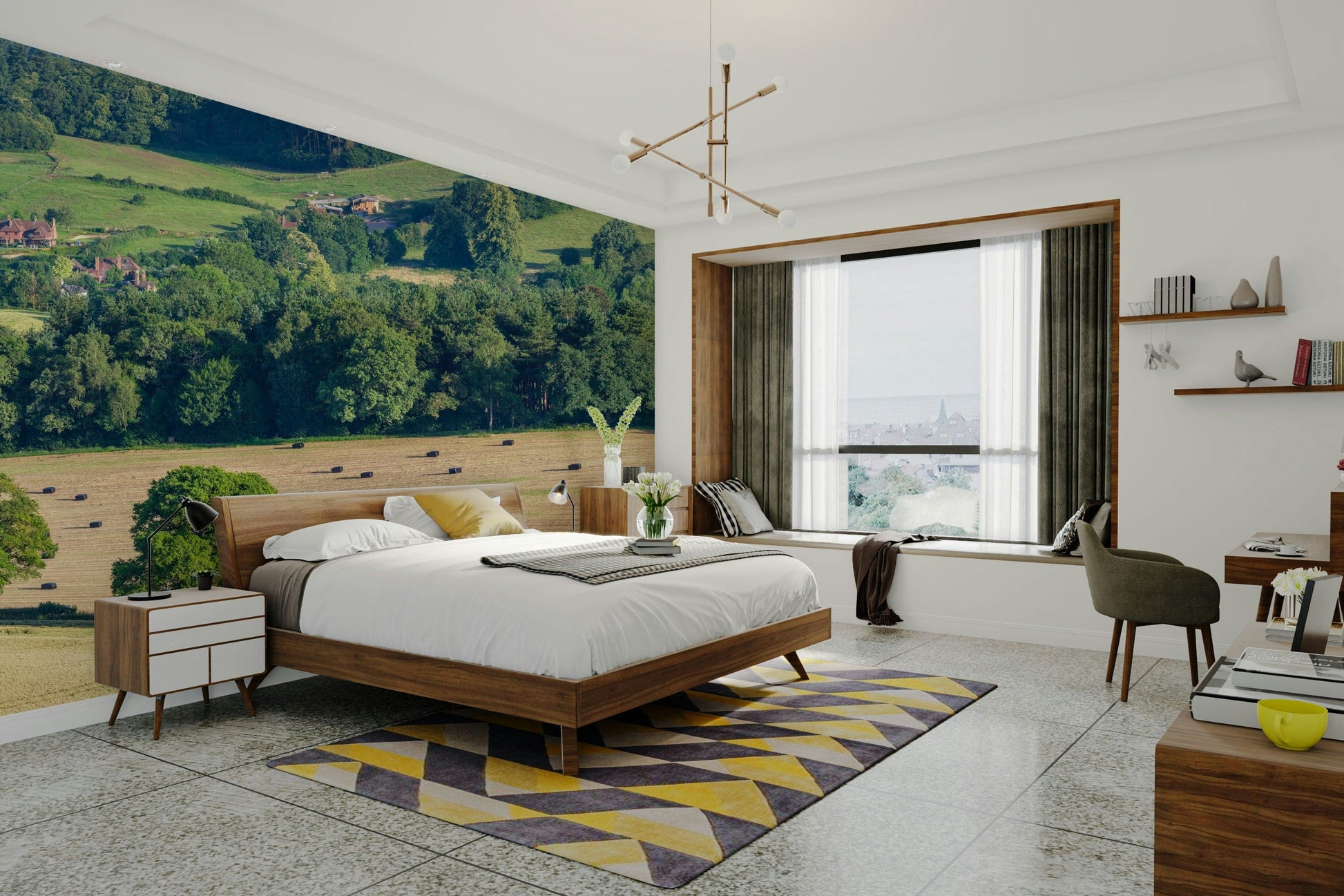 A contemplative countryside scene wallpaper mural for a feature wall.


