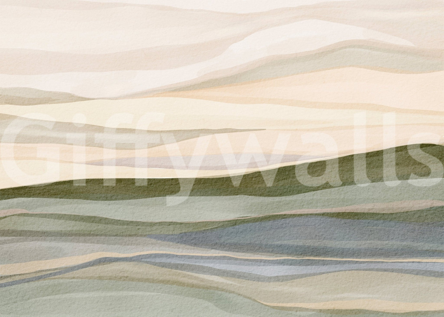 Panoramic Rolling Horizon sketch with misty ridges in organic green hues.
