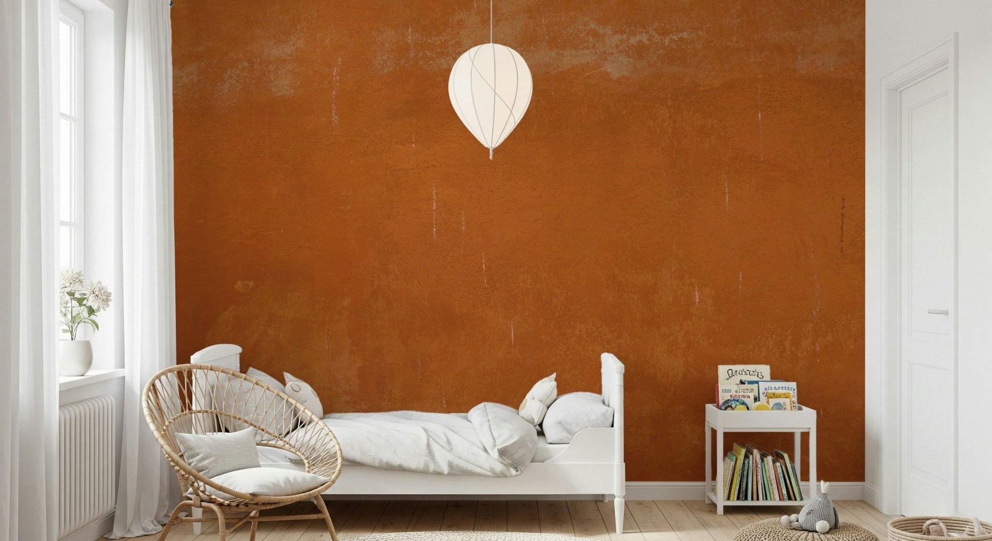 Textured Roman Sall wall mural in bold Mediterranean orange