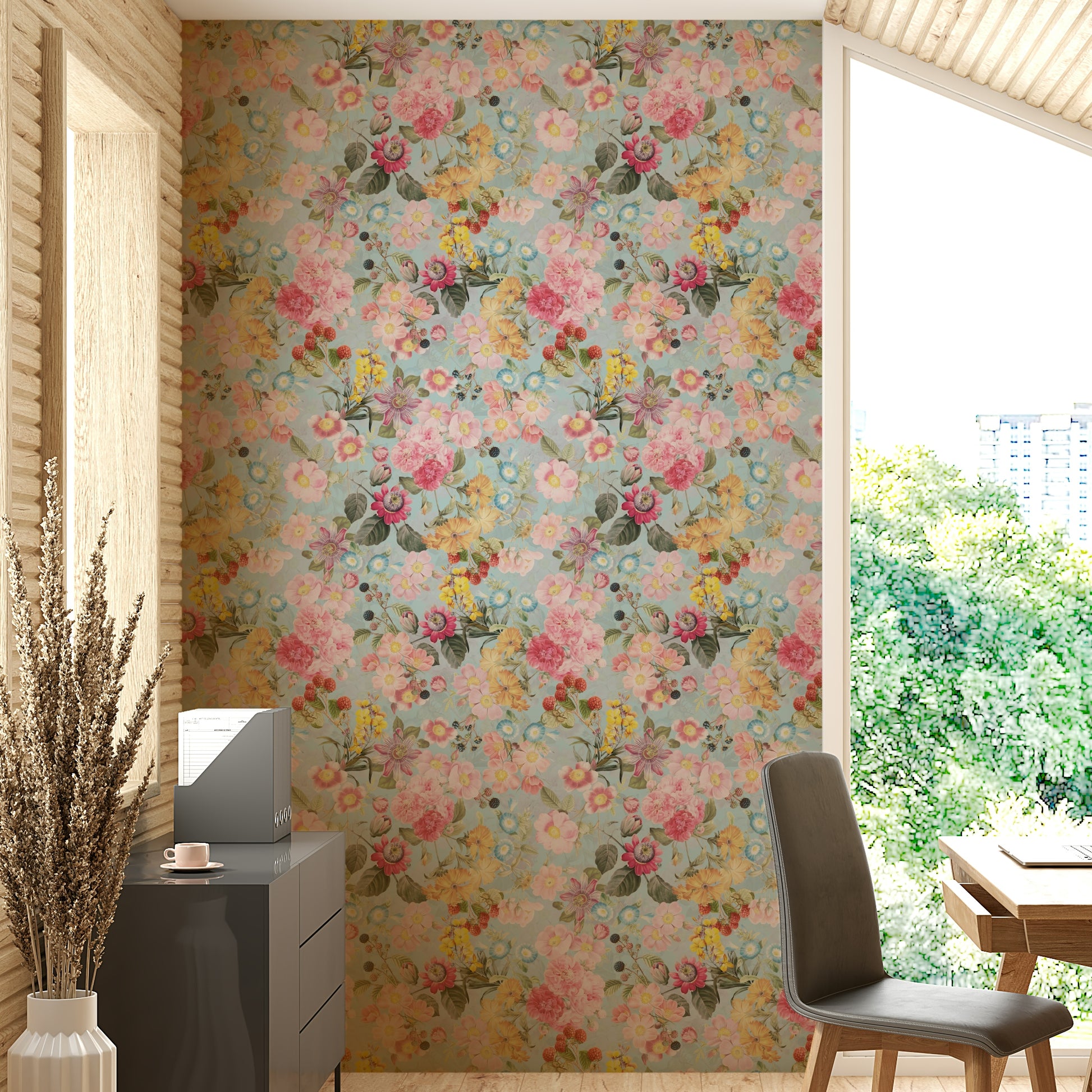 Elegant garden wallpaper for feature walls


