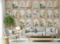 Indian Palace View Wall Mural installed behind a bed in a guest room.