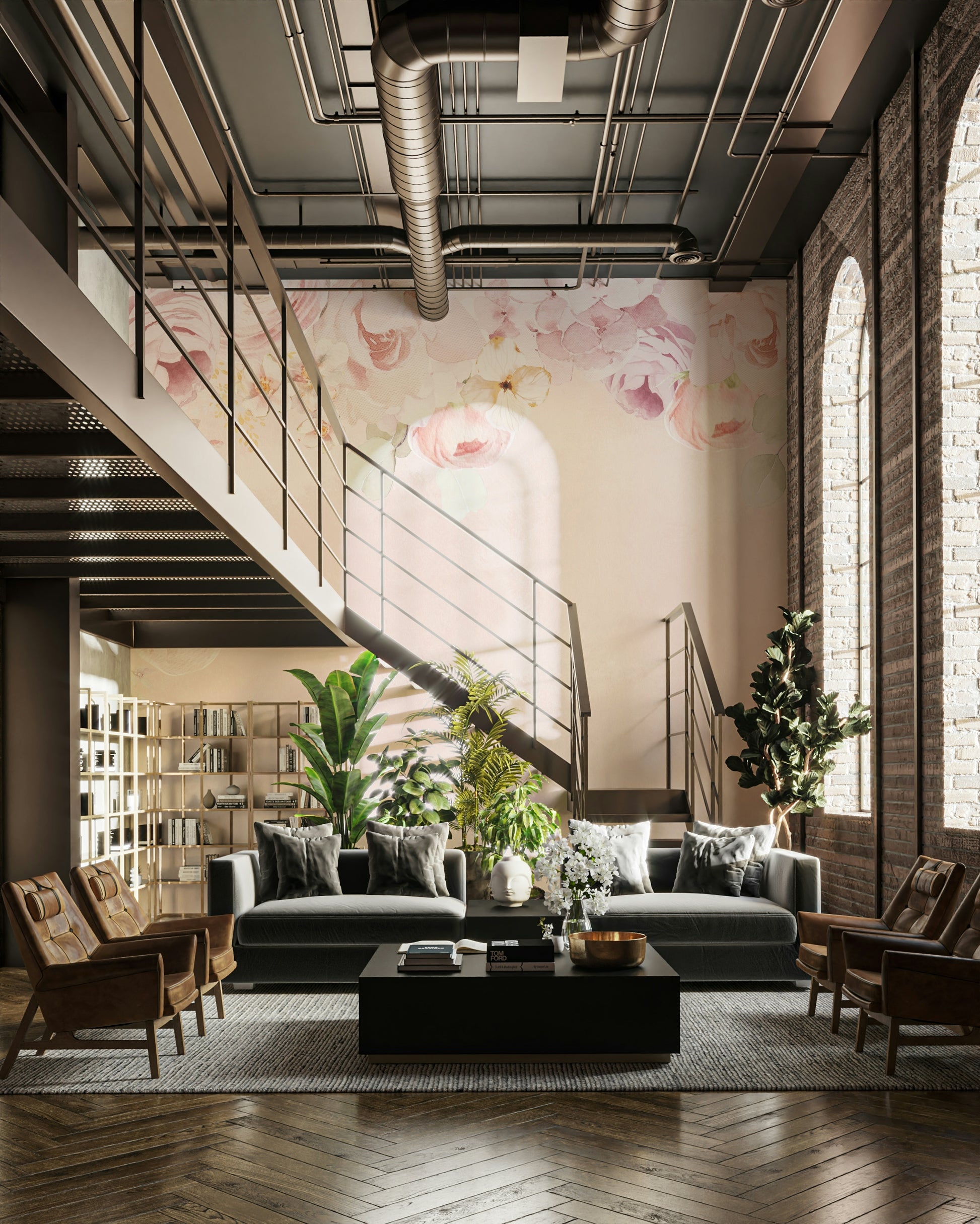 Durable decorative rose mural

