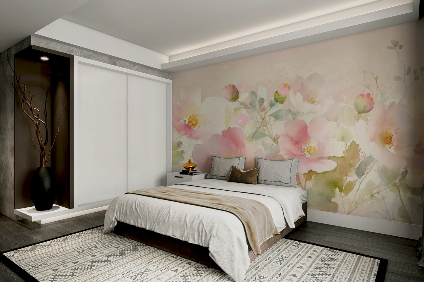 Cream and peach rose wallpaper

