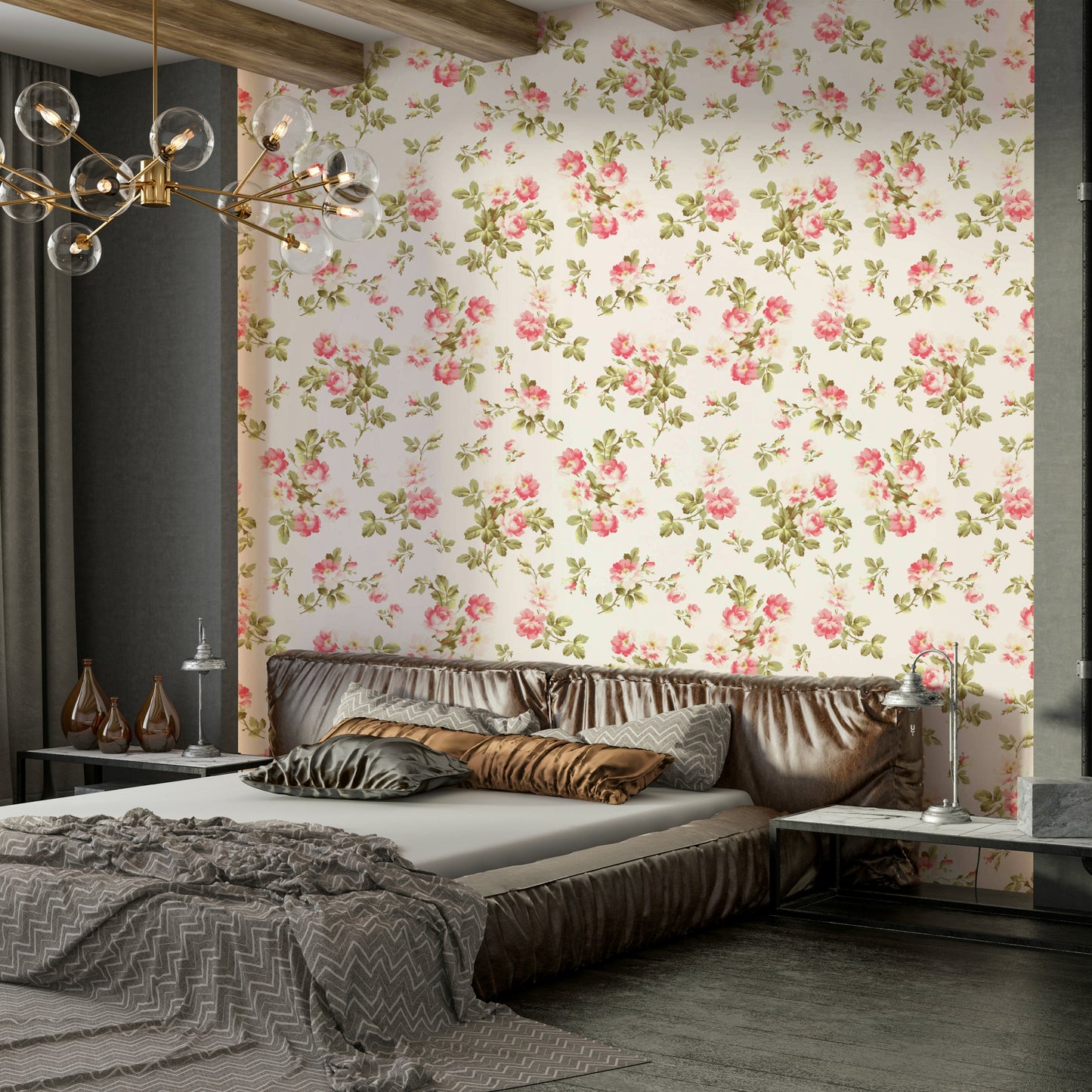 Rose garden wallpaper with soft pastel hues

