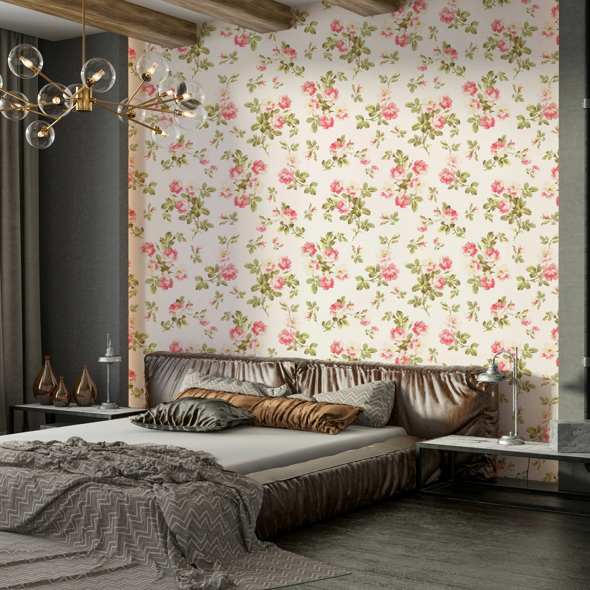 Rose garden wallpaper with soft pastel hues

