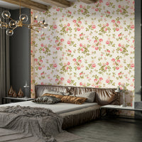 Rose garden wallpaper with soft pastel hues

