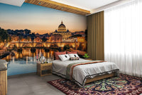 A beautiful panoramic wall mural of the Roman skyline.

