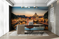 A beautiful twilight Rome wallpaper mural with historic buildings.

