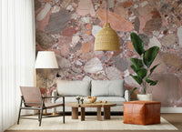 Inviting Rose Blush Terrazzo Tile mural presenting beautiful pink matrix binder finish.