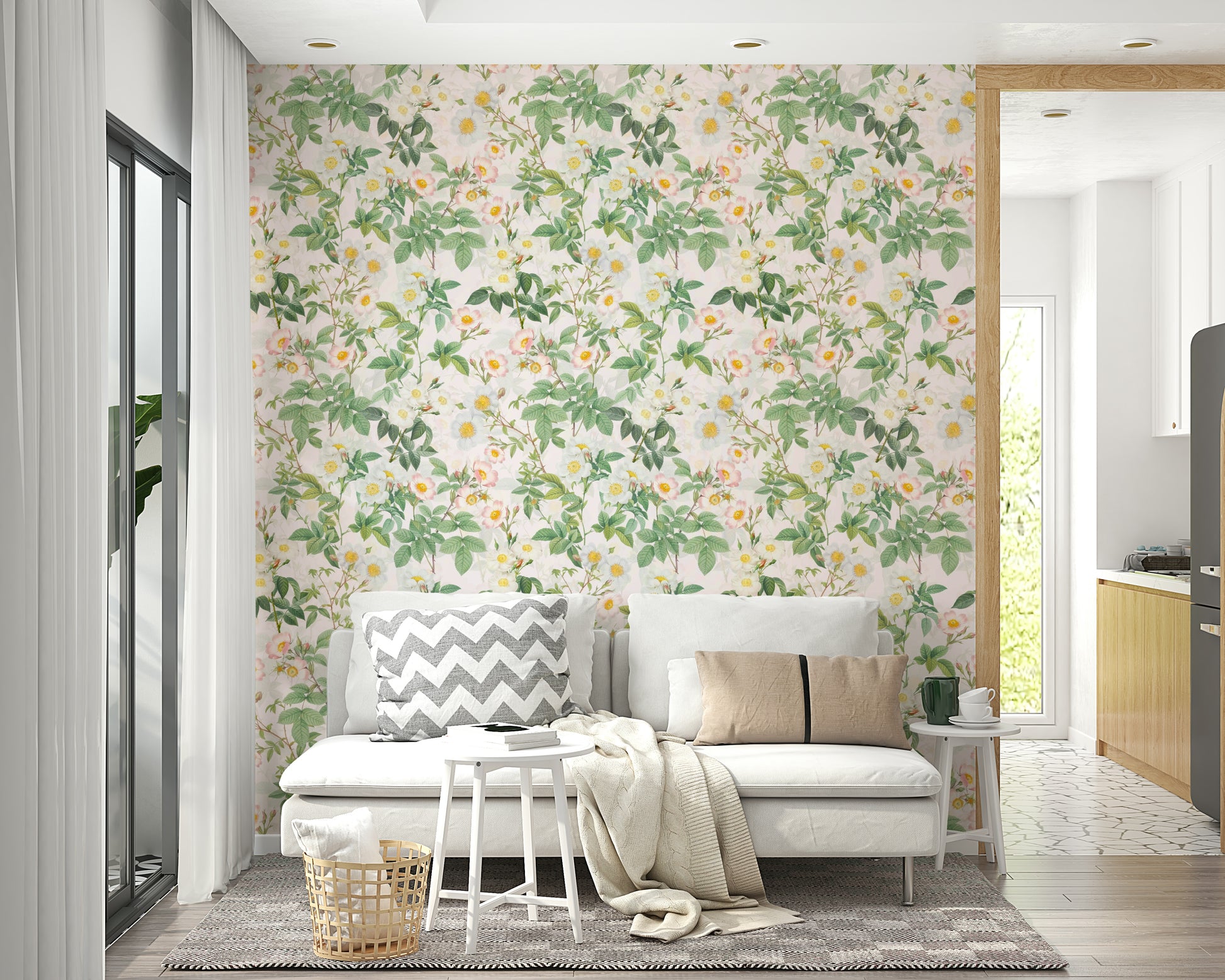 Gentle rose garden wallpaper with soft tones

