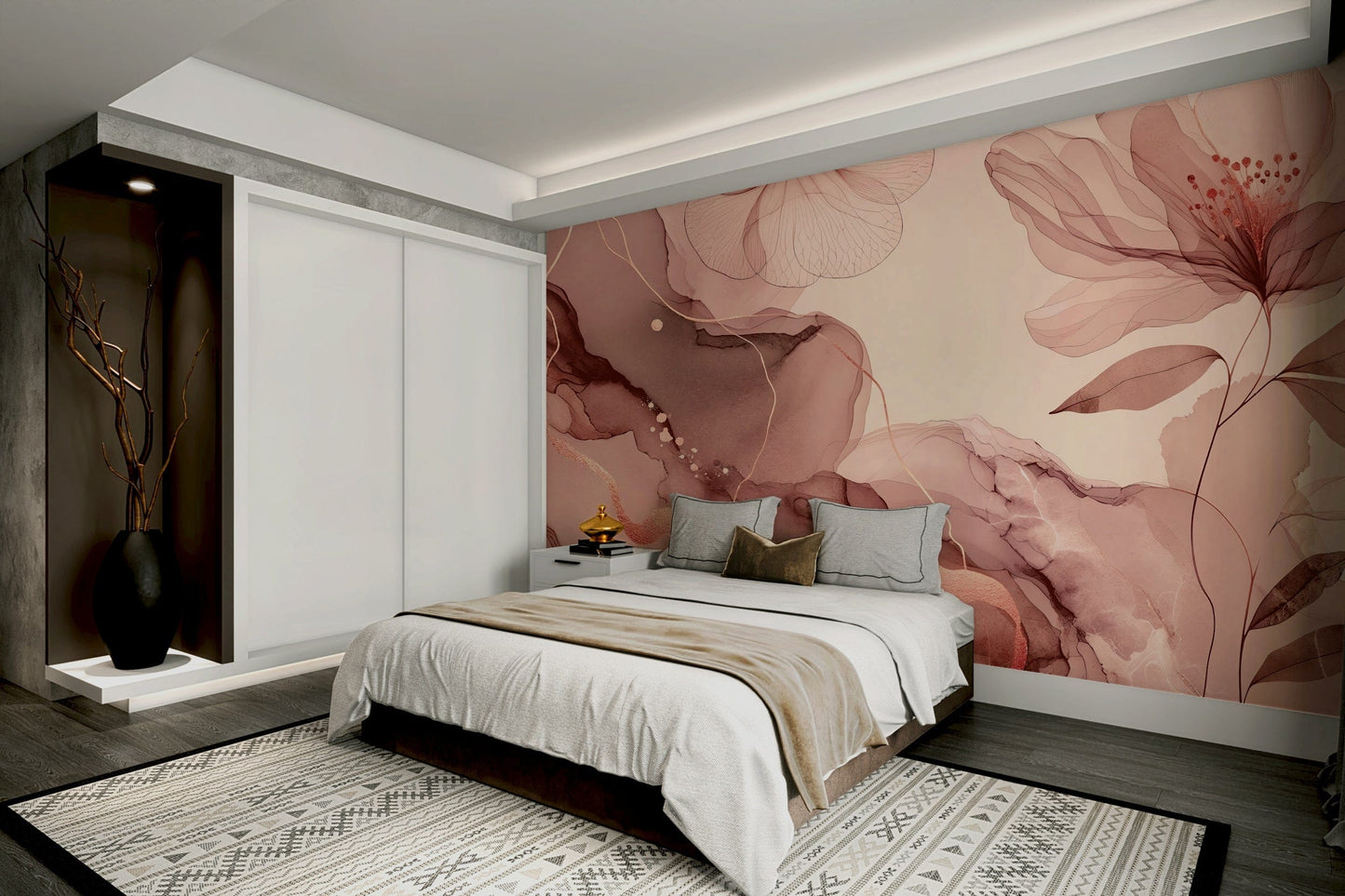 A sophisticated floral wallpaper.
