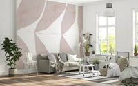 A graceful subtle bloom wall mural in soft, elegant tones.

