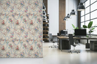 Delicate Ribbon Rose Serenade Chinoiserie pattern elegant pastel colors.