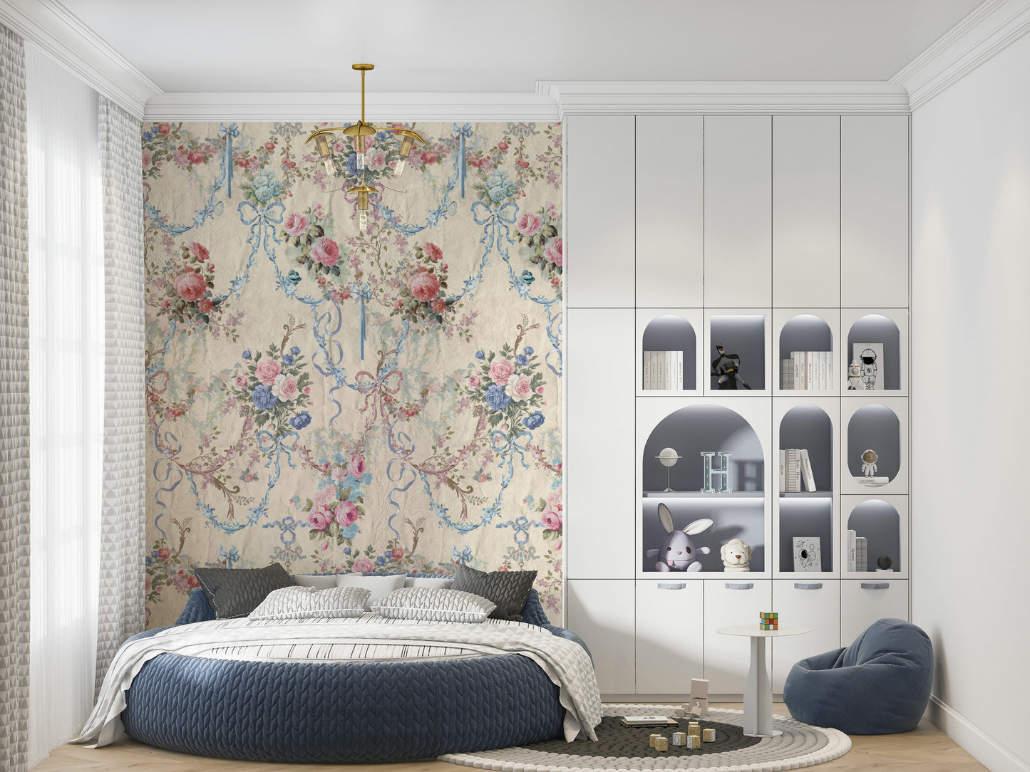 Ribbon Rose Serenade Chinoiserie Wallpaper⁠