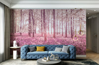 The wallpaper is applied seamlessly, making the view feel realistic.

