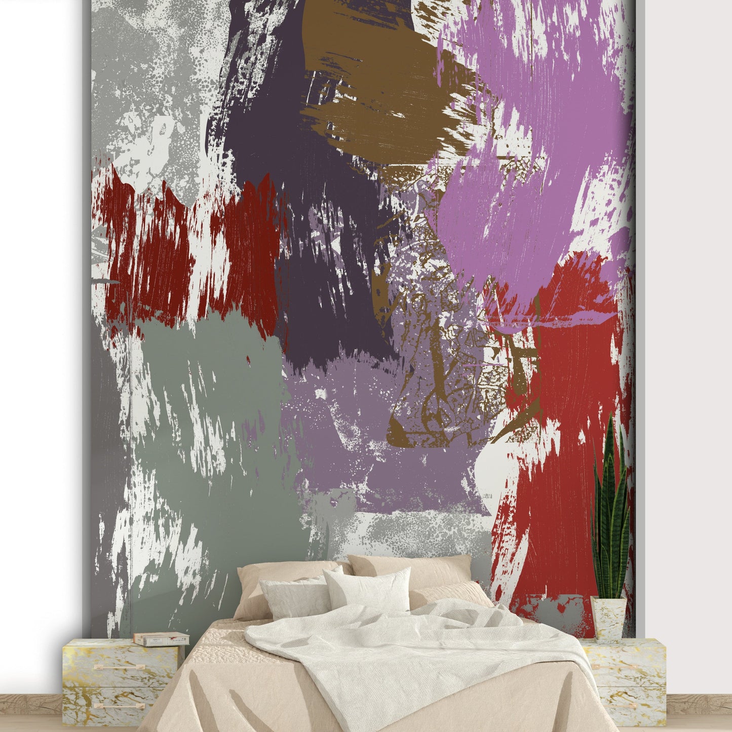 A beautiful roses gold floral wallpaper mural for a modern home.

