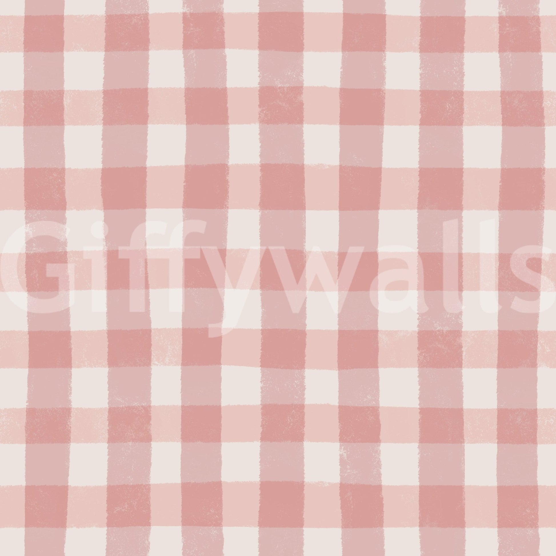 Delicate light-pink gingham wallpaper featuring a balanced check pattern.