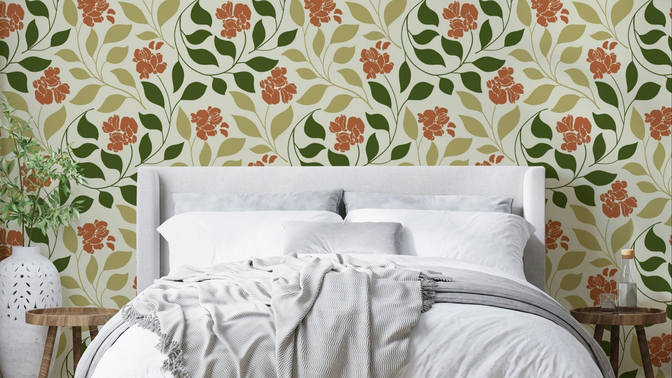 Earthy floral wallpaper design.

