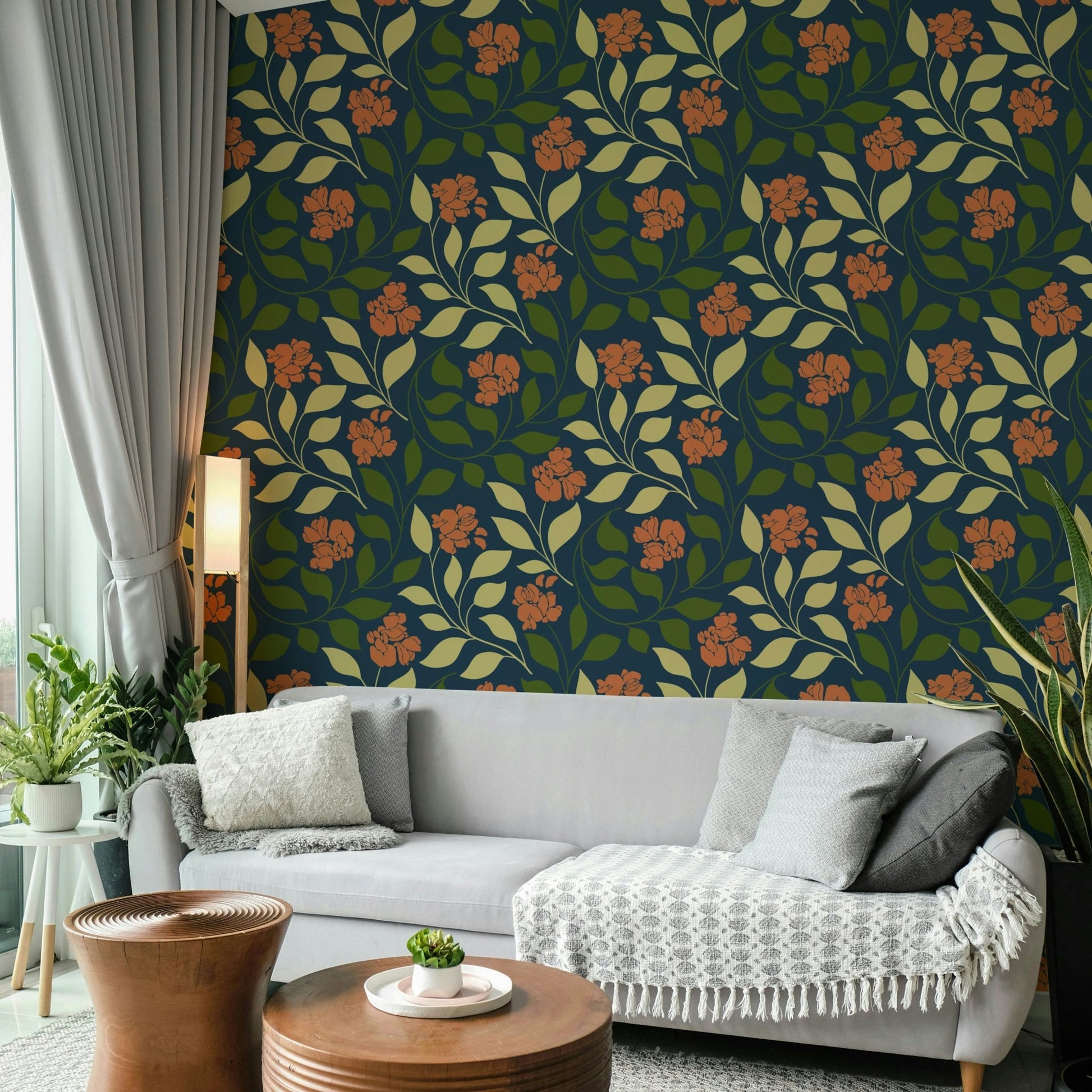 Features delicate, old-fashioned botanical designs.
