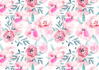 The wallpaper features a large floral pattern.

