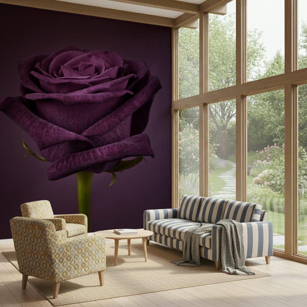 Royal Beauty Wall Mural providing a balanced backdrop for a minimalist home office.