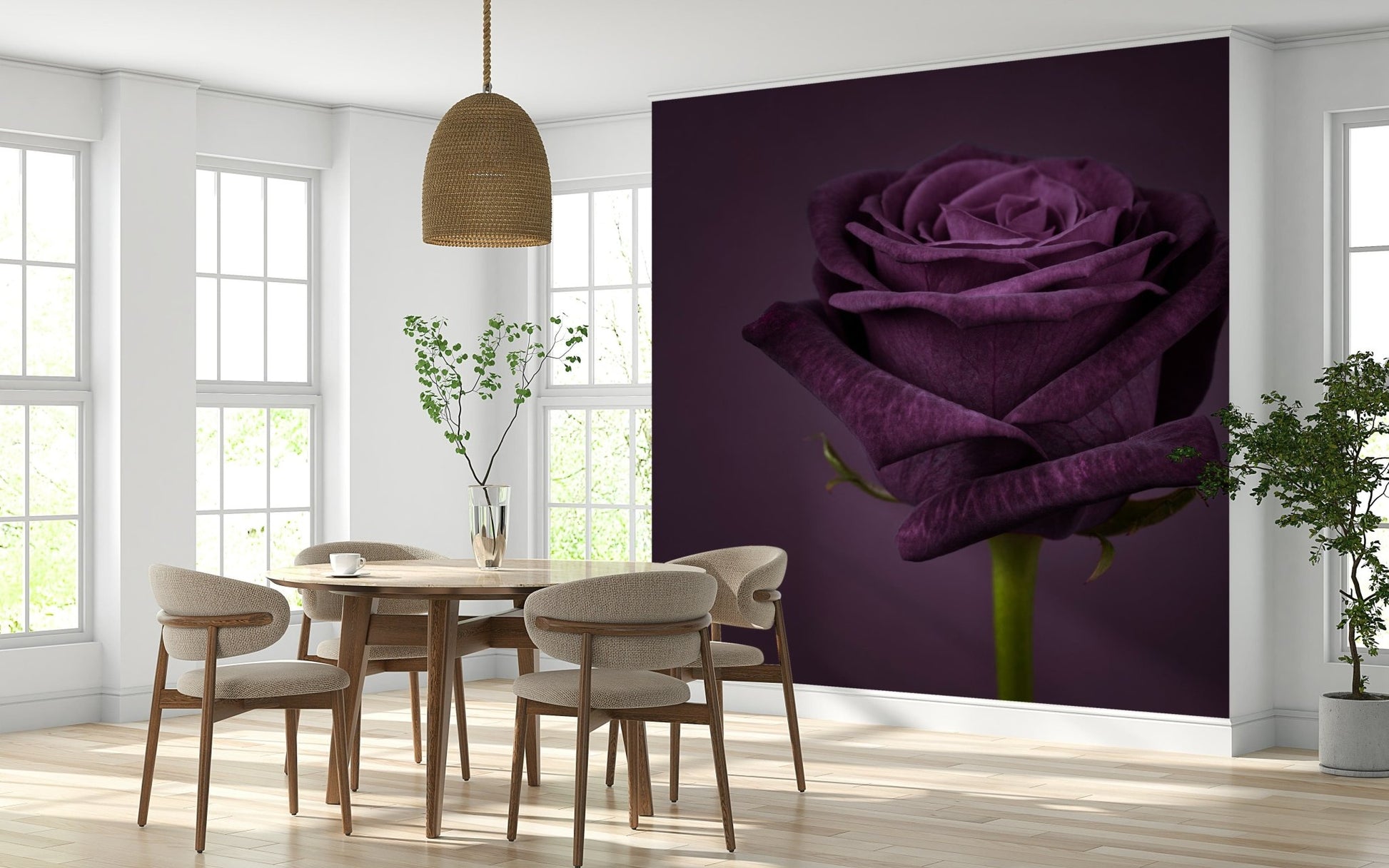 Royal Beauty Wall Mural as a classic feature wall in a formal dining area.