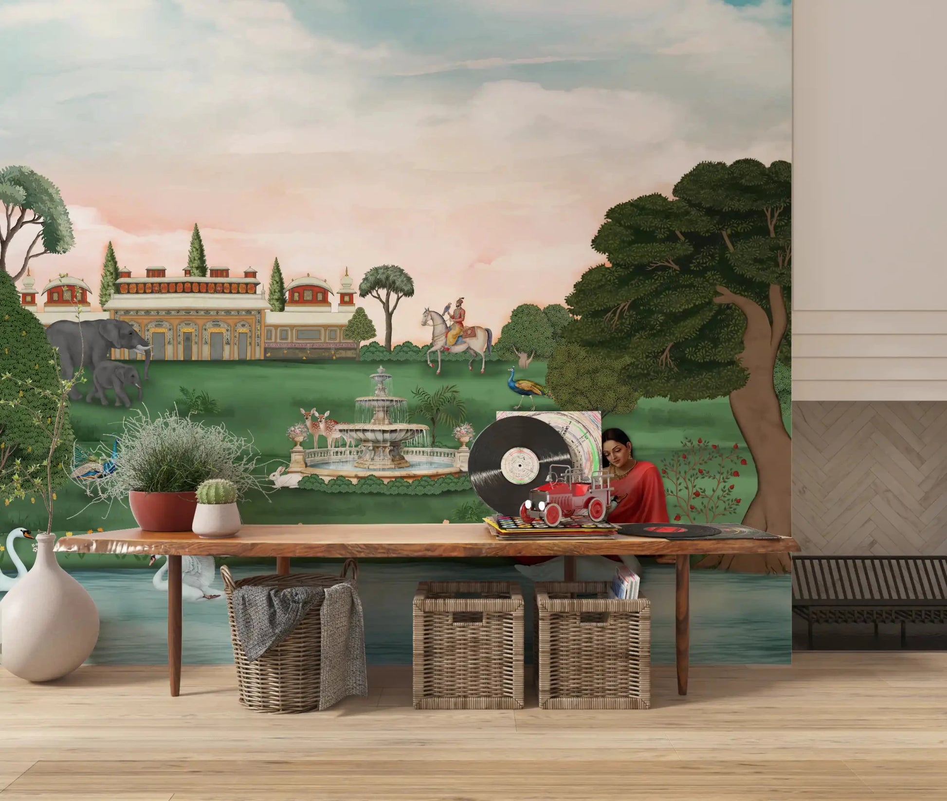 Royal Garden Serenity wall mural showing palace and garden view