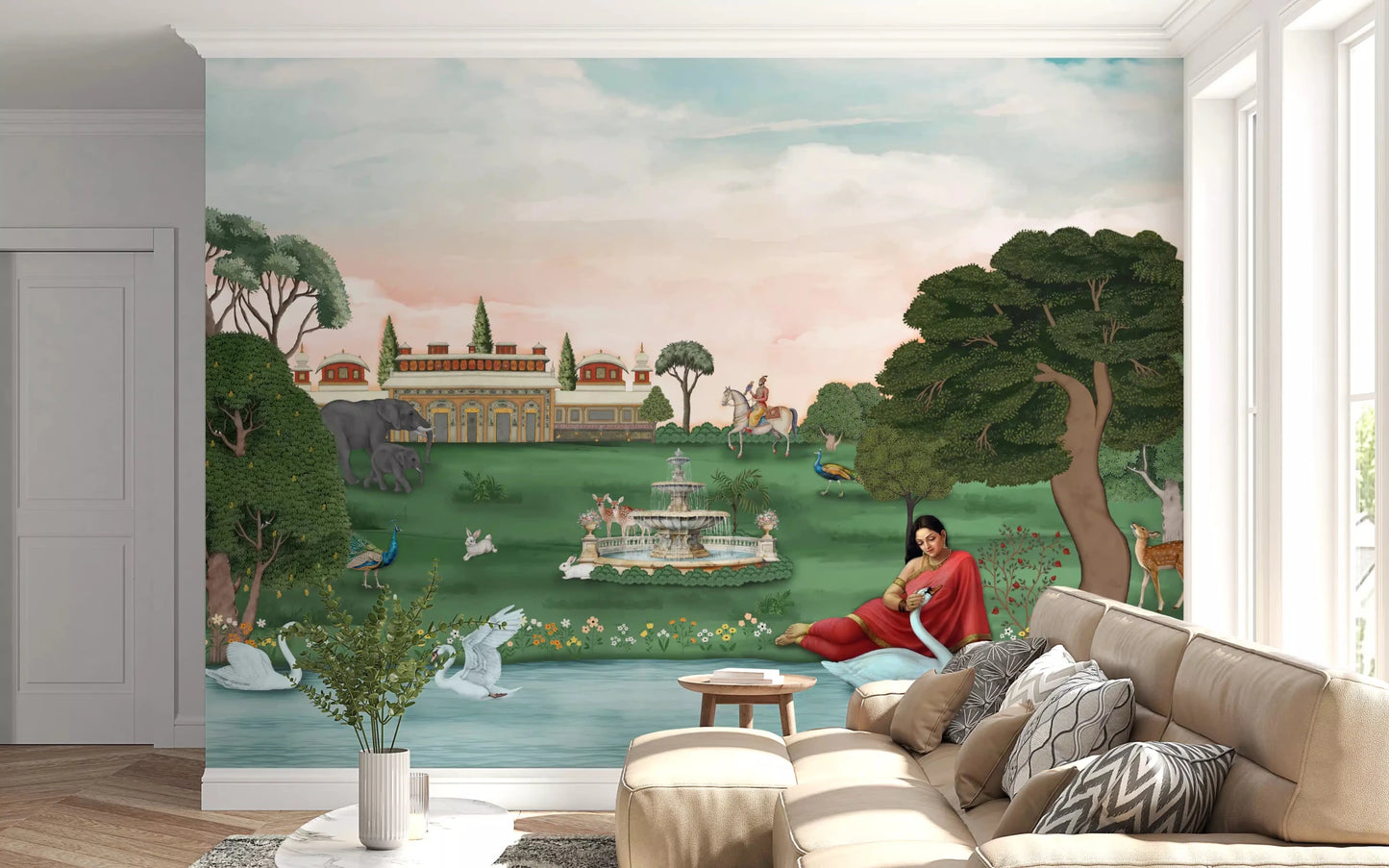 Traditional palace garden Royal Garden Serenity wall mural design