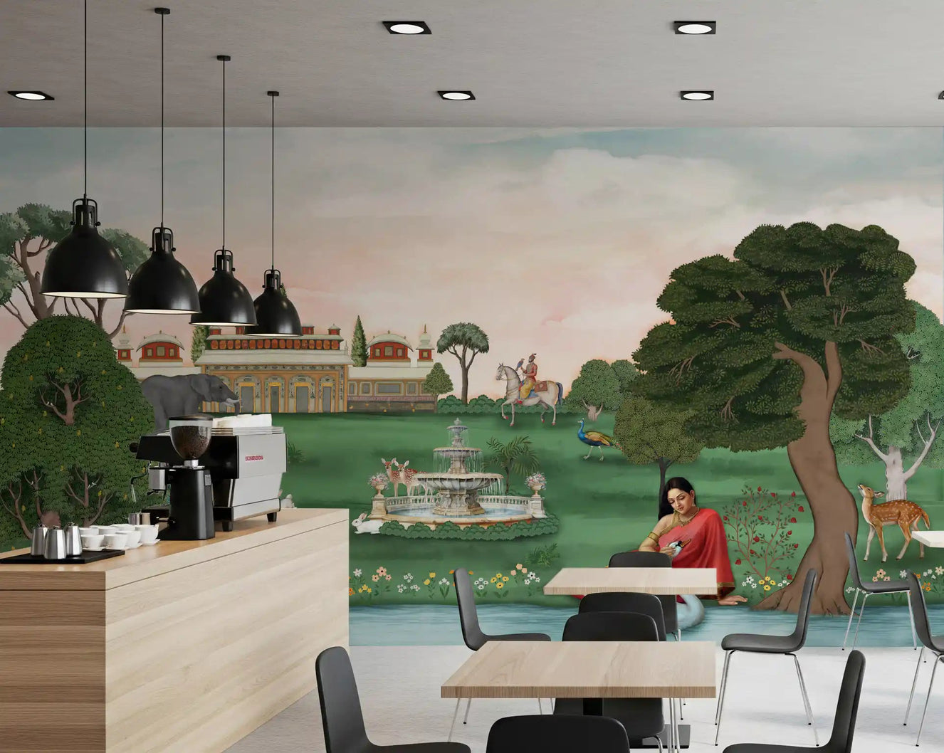 Nature palace artwork Royal Garden Serenity wall mural in cafeteria
