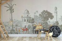 Artistic Mughal elephant wall mural
