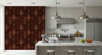 Art Deco-inspired wall covering with radiant ruby tones for stylish interiors.