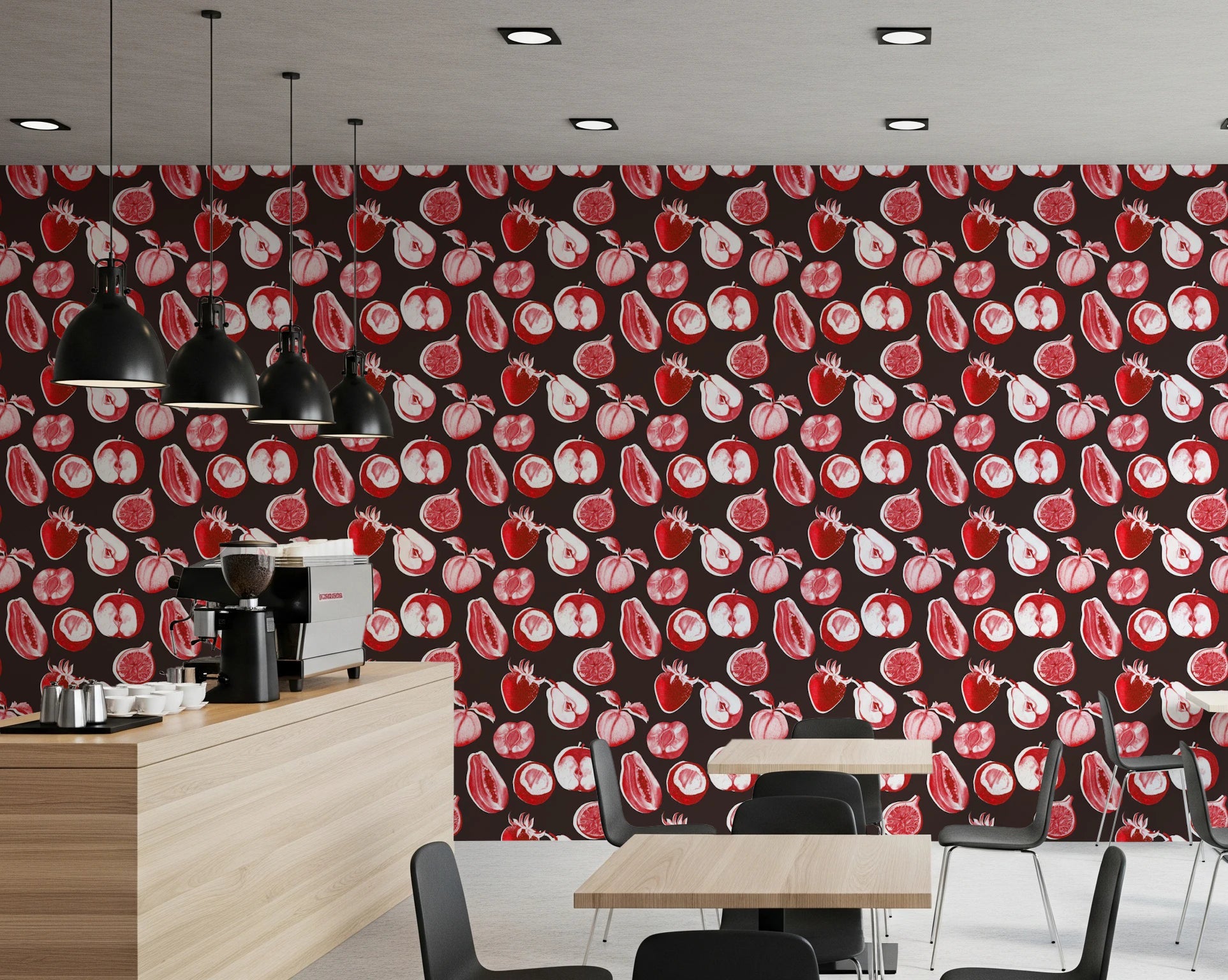 Ruby Harvest Retro summer fruits Wallpaper⁠