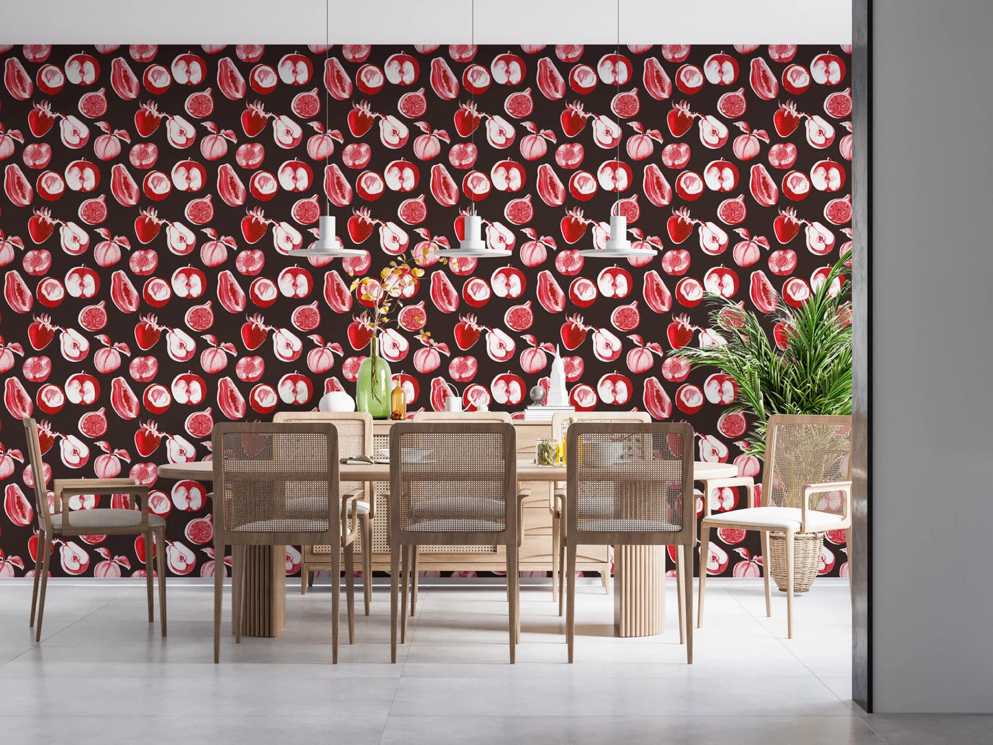 Ruby Harvest Retro summer fruits Wallpaper⁠