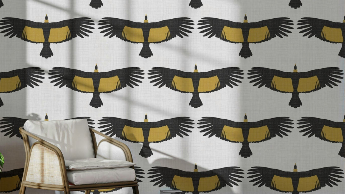 Nature-themed wallpaper with flock of condors

