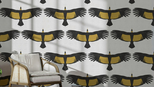 Nature-themed wallpaper with flock of condors

