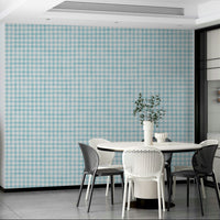 Calm baby blue and beige check mural
